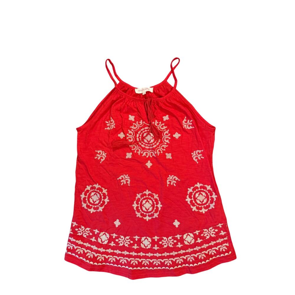 Solitaire Tank With Intricate Ivory Embroidery Women’s Size Small